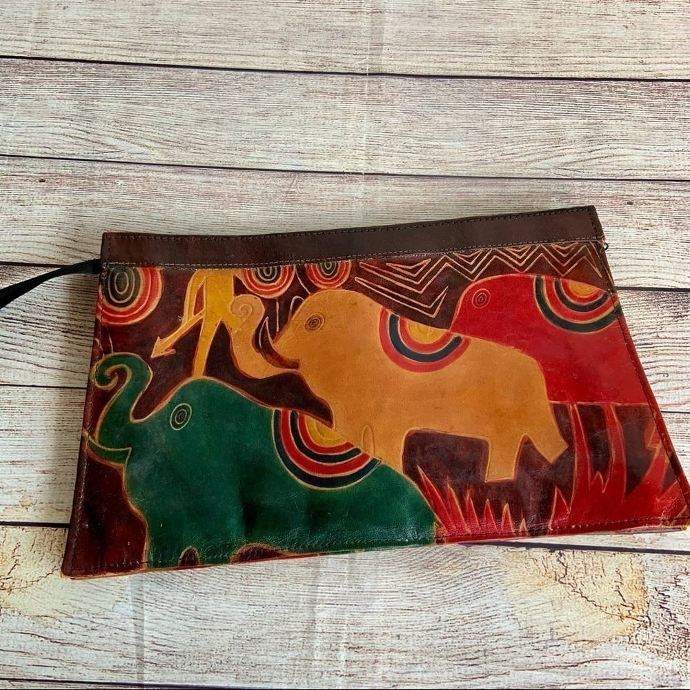 Elephant African Print Clutch Vintage